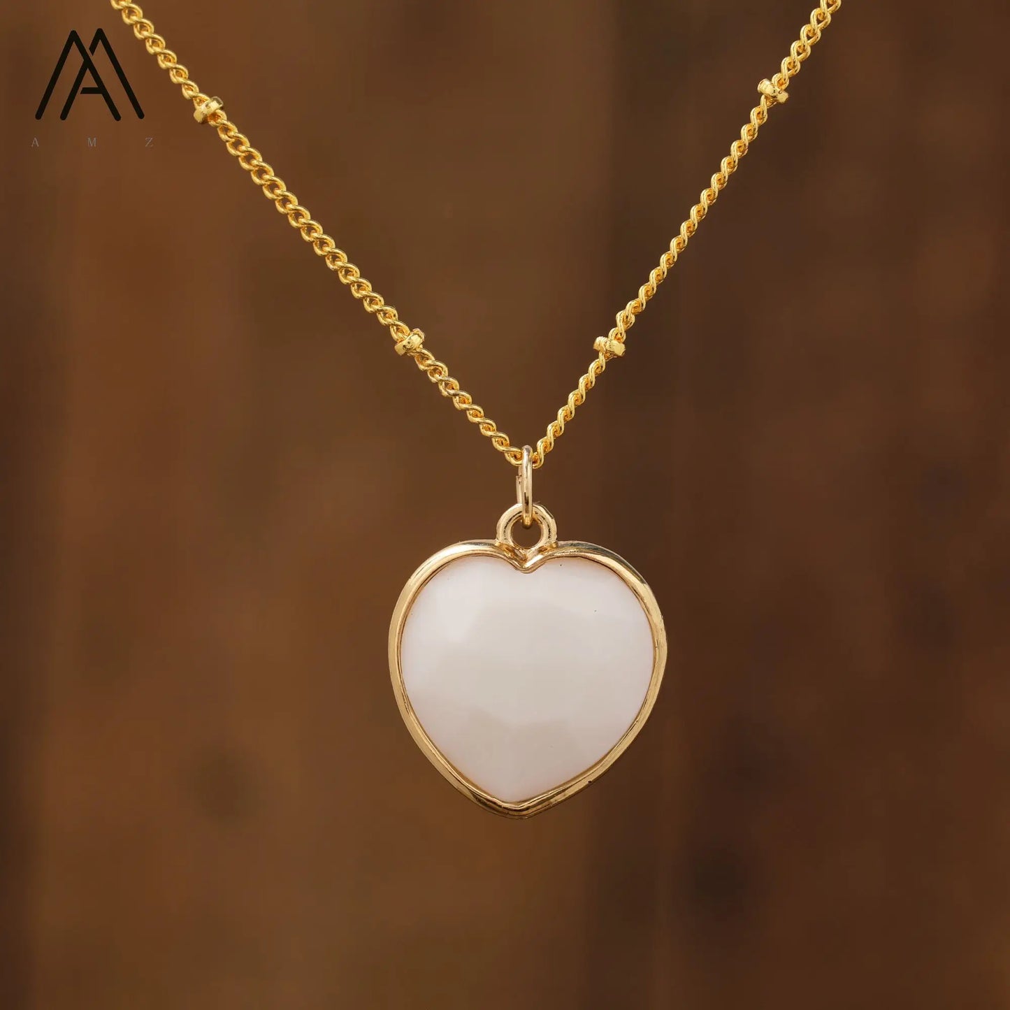 Natural Roses Quartz Heart Pendant Necklace For Women Elegant Romatic Gems Stone Necklace Jewelry Gifts Dropship