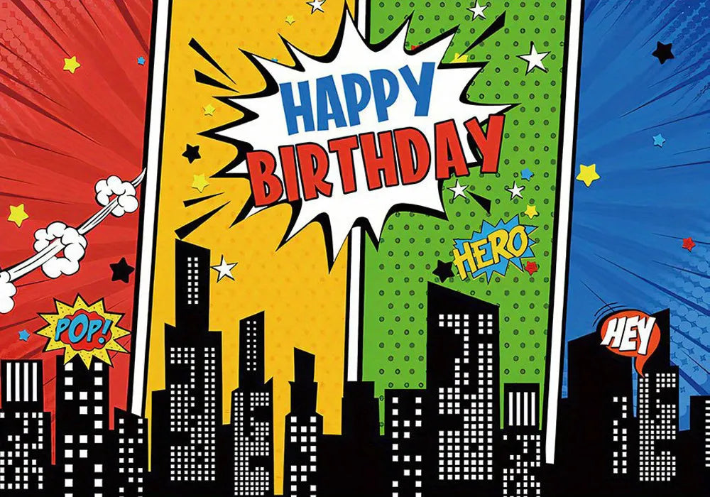 Superhero City Photo Background Children Baby Boy Birthday Party Photography Backdrop Wall Cake Table Decoration Banner