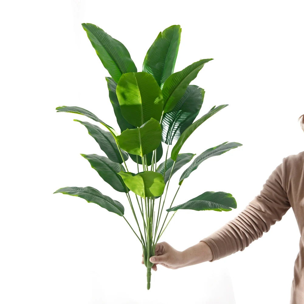 Artificial Tropical Palm Tree – Large Real Touch Fake Banana Plant & Monstera Leaves Décor