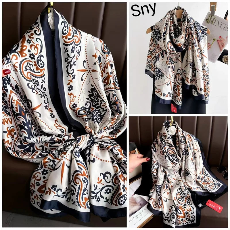 Tensili Brocade Satin Scarf Printed Silk Shawls