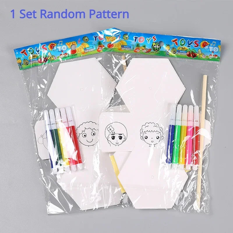 Children's DIY Craft Toys Novelty Painting Drawing Toys Color Filling Paper Rotating Graffiti Puzzle Educational Toys for Kids