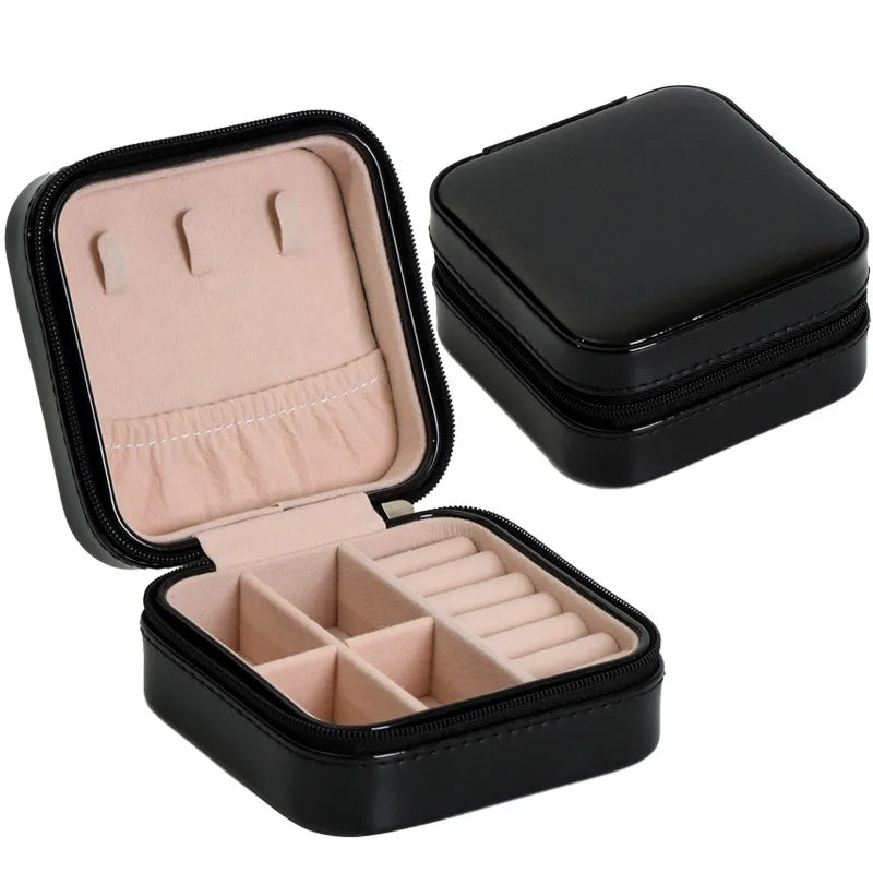 Portable Mini Jewelry Storage Box Travel Organizer Jewelry Case Leather Storage Earrings Necklace Ring Jewelry Organizer Display