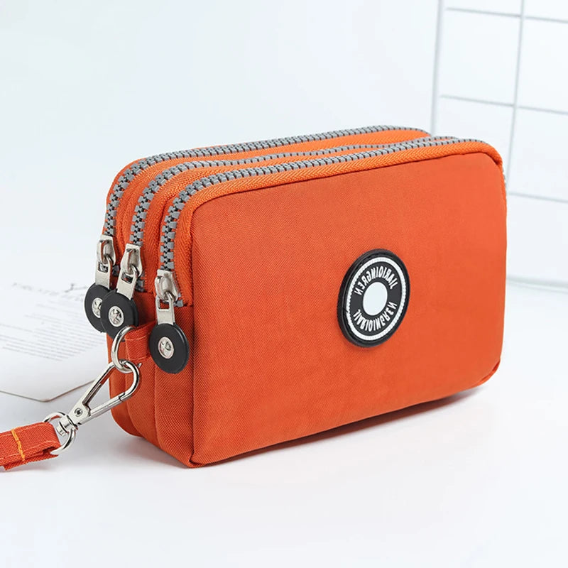 Mini Triple-Zipper Bag – Portable Women’s Wallet, Phone Pouch, Makeup Bag, Coin Purse with Large Capacity