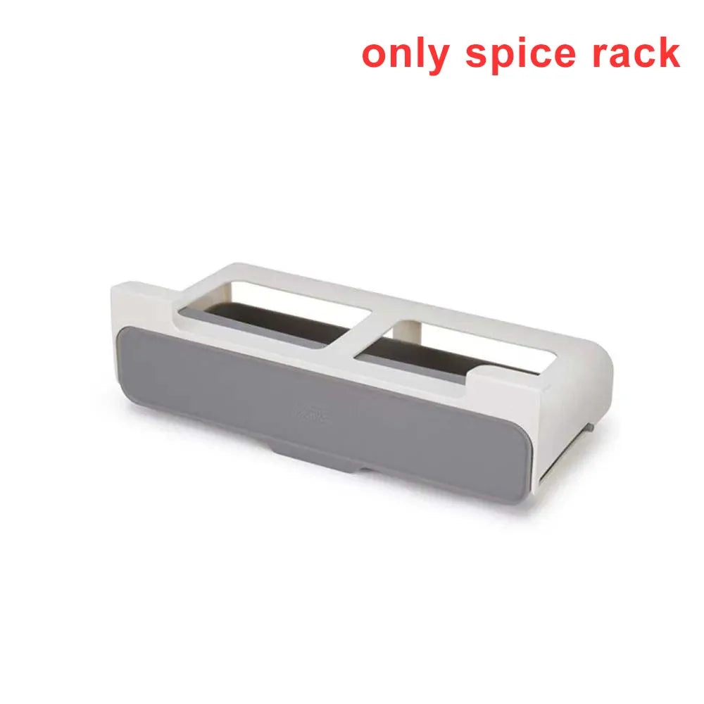 Wall mounted Kitchen Spice Rack Slide Out Drawer Self-adhesive Seasoning Bottle Storage Rack Plastic Spice Organiser for Kitchen