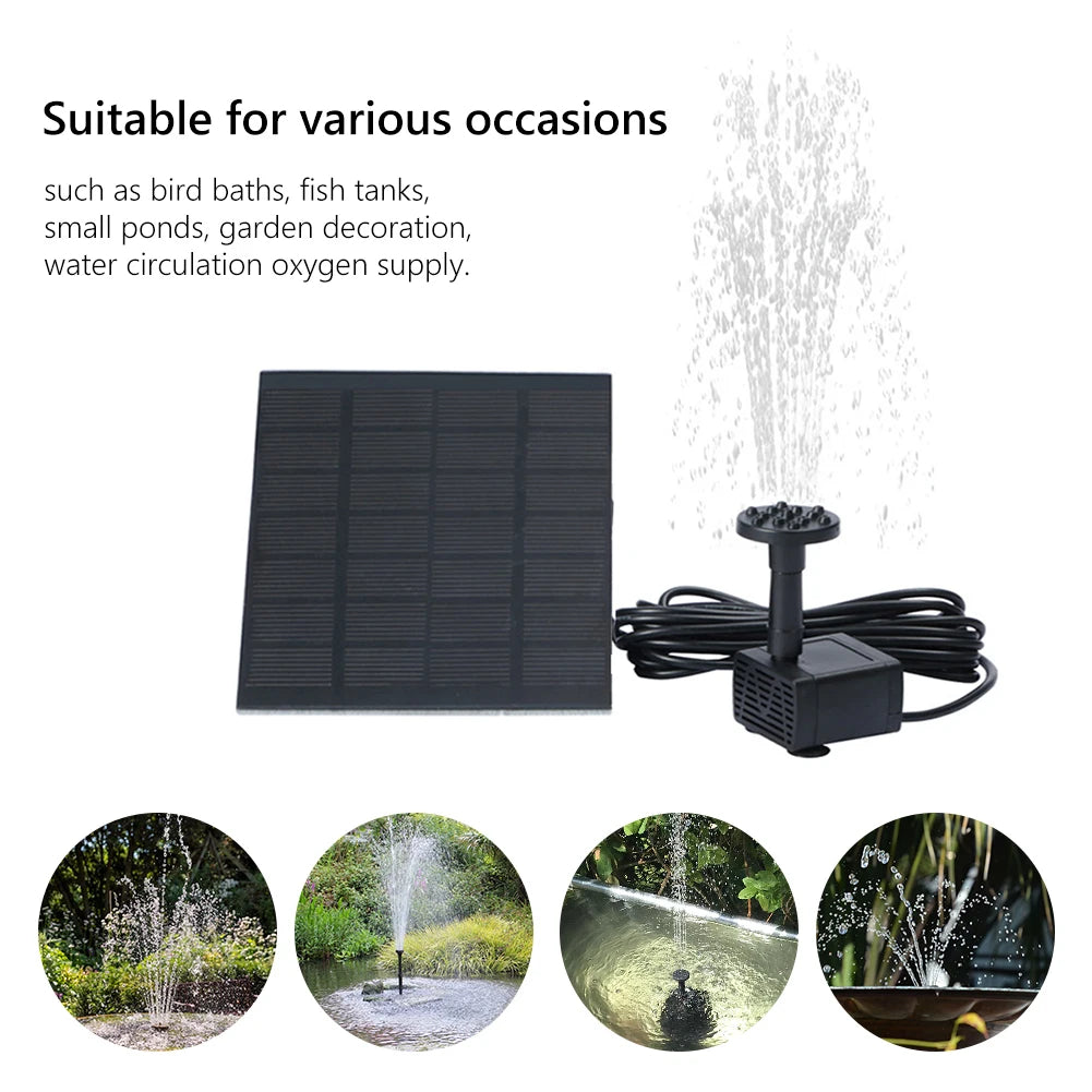 Solar Water Pond Pump Multifunctional with 6 Nozzles Aquarium Wave Maker Decorative Props Portable for Pool Fountain Submersible