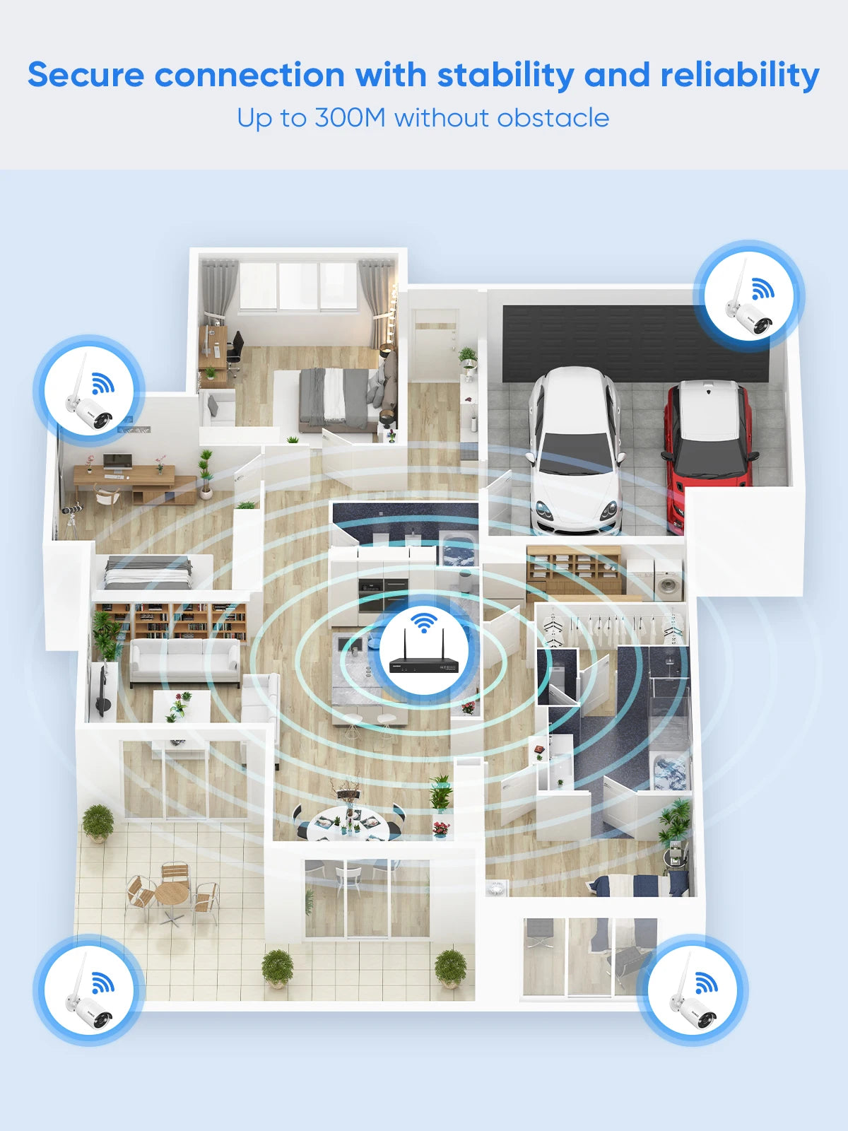 SANNCE 5MP WiFi CCTV Camera System 10CH NVR Two Way Audio Security Camera Video Surveillance Kit Outdoor Wireless IP Cameras