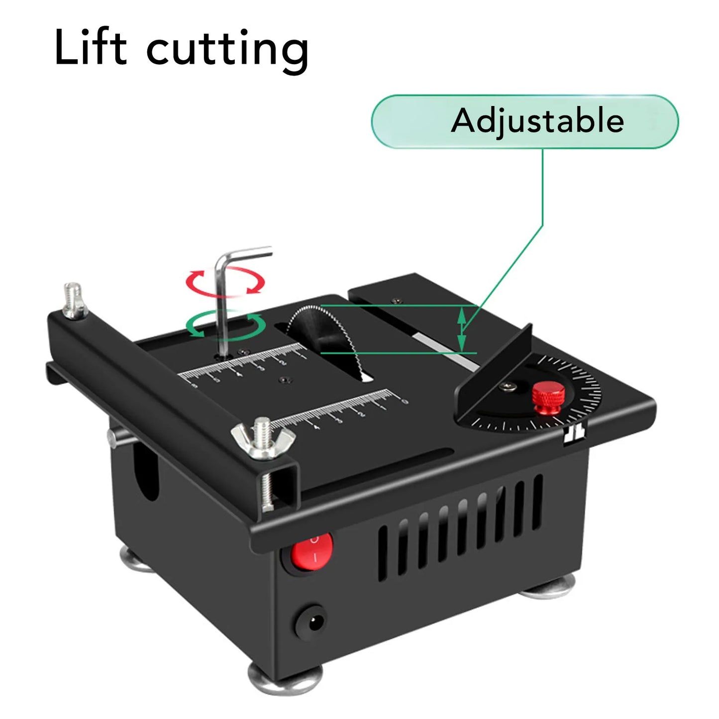 Table Saw 7 Speeds 100W Multifunctional Dust Collection Box Desktop Electric Saw Cutter for Wood PCB Acrylic Plastic
