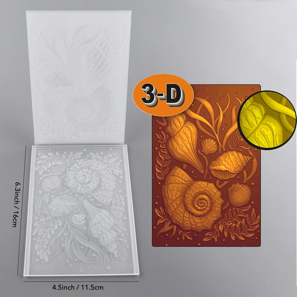 Shell 3D Embossing Folder Patterns Templates For Adding Texture And Dimension To Craft DIY Scrapbooking Greeting Card Background