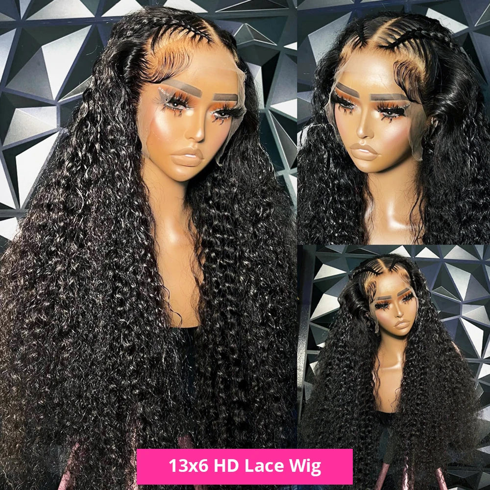 Deep Wave 250% High Density 13x6 HD Lace Frontal Human Hair Wig Brazilian Curly Water Wave Lace Frontal Wigs For Women CEXXY