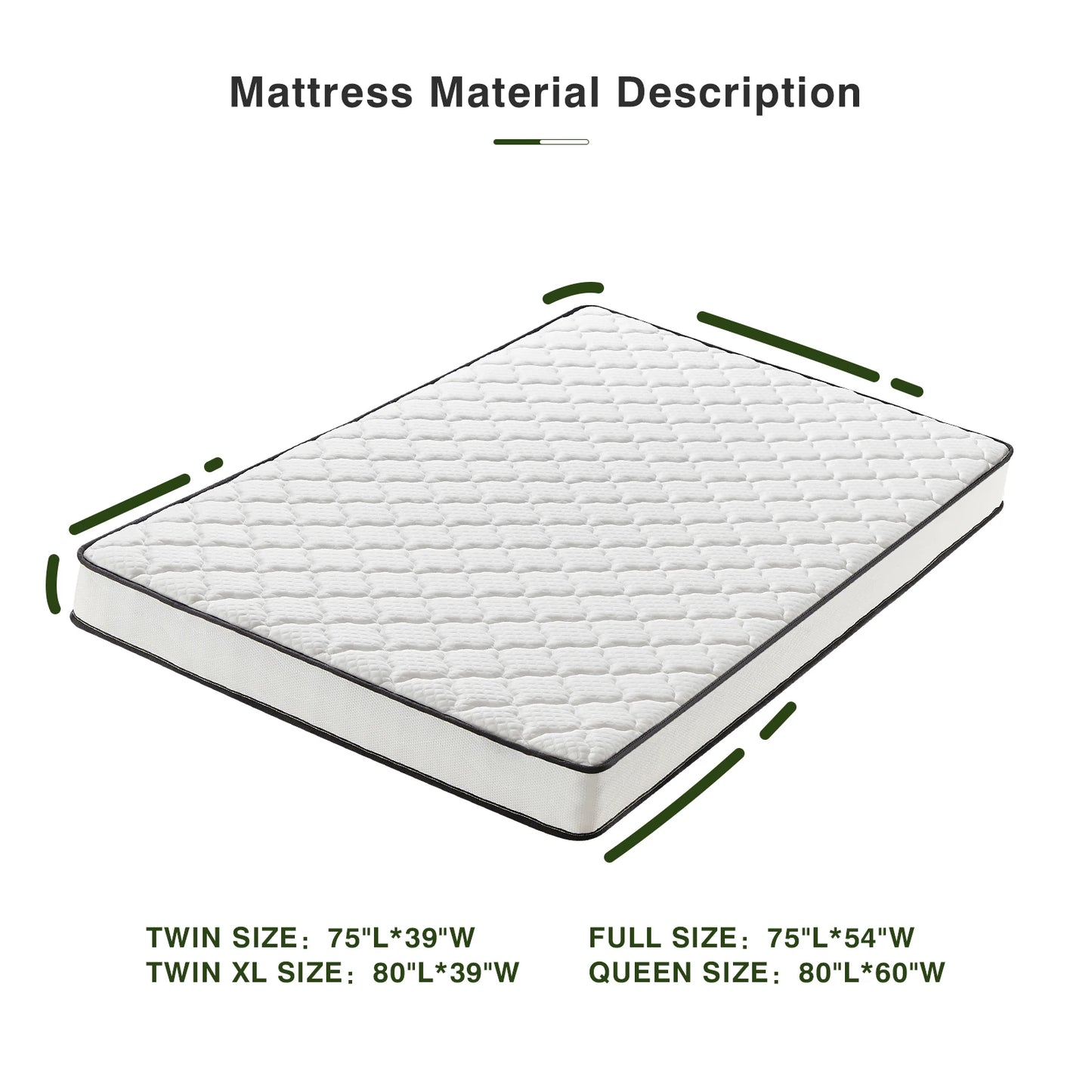 6 Inch innerpring Dream Ded Mattress Medium Firm Feel, Fiberglass Free, Host Youth Guest Bedroom, Mattress in A Box, Twin,Twinxl