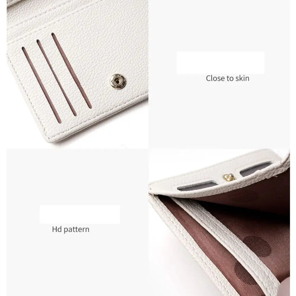Fashion PU Leather Short Wallet Large Capacity Solid Color Card Holder Thin Women's Handbag Student Men Small Purse Mini Clutch