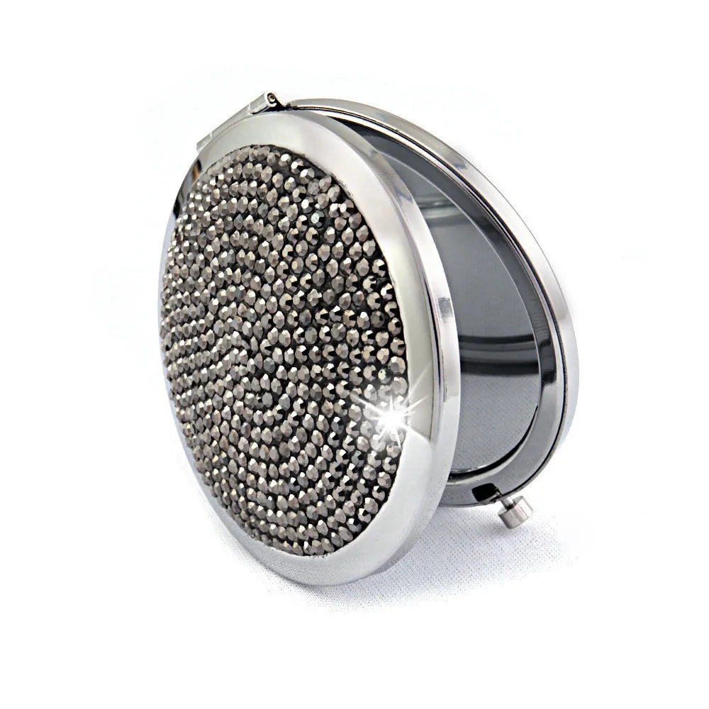 1pc Portable Women Stainless Steel Makeup Hand Pocket Mirror