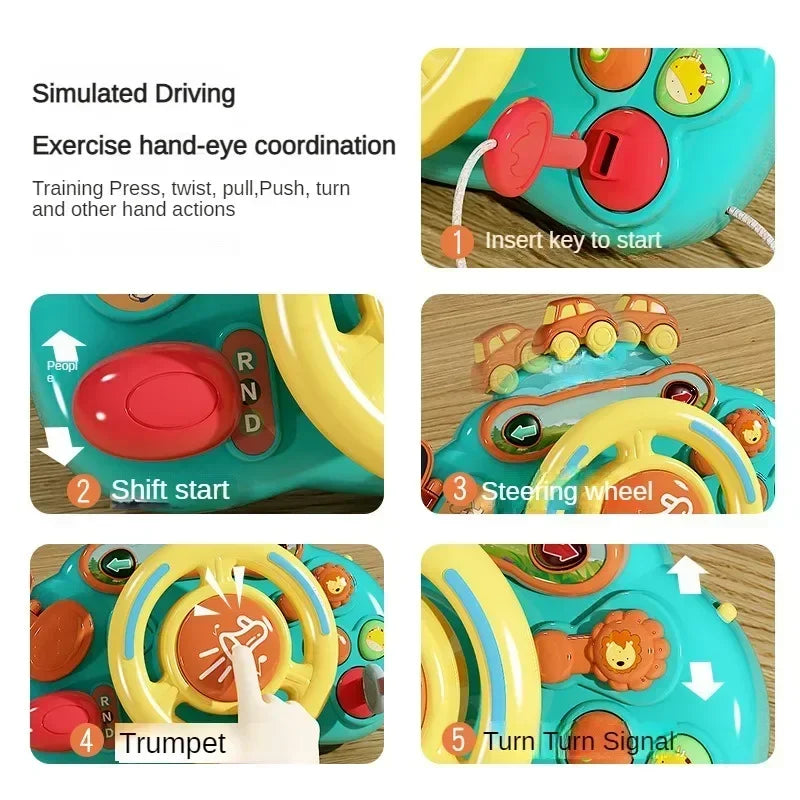Baby Toy Electric Simulate Driving Car Co-pilot Steering Wheel