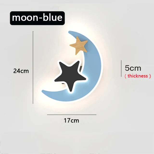 Cartoon LED Rocket & Moon Wall Lamp β Kids Night Light Bedroom Decor