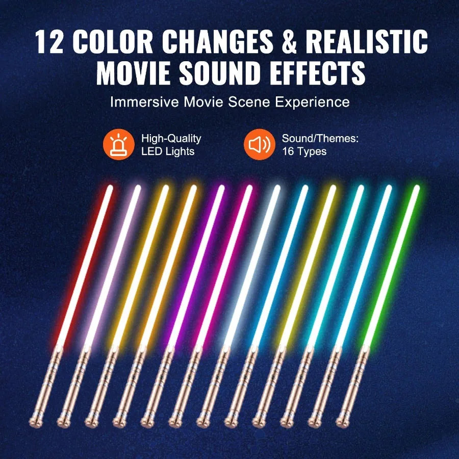 Lightsaber 12 RGB Colors 41 Mute Sound Rechargeable Dueling Light Saber