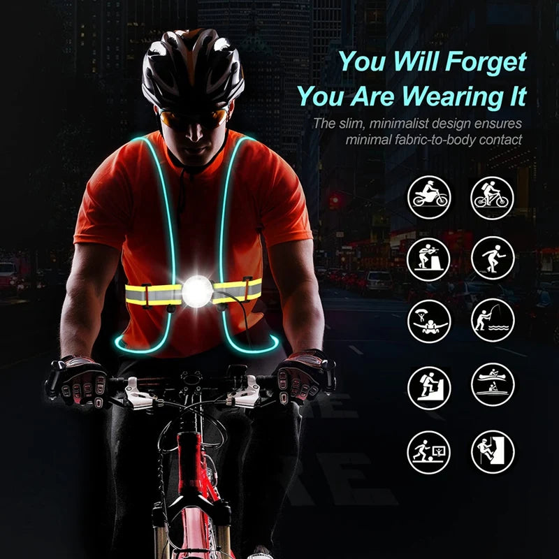 LED Reflective Running Vest,Multicolor Lights USB Rechargeable Reflective Gear For Men/Women Running Walking Cycling