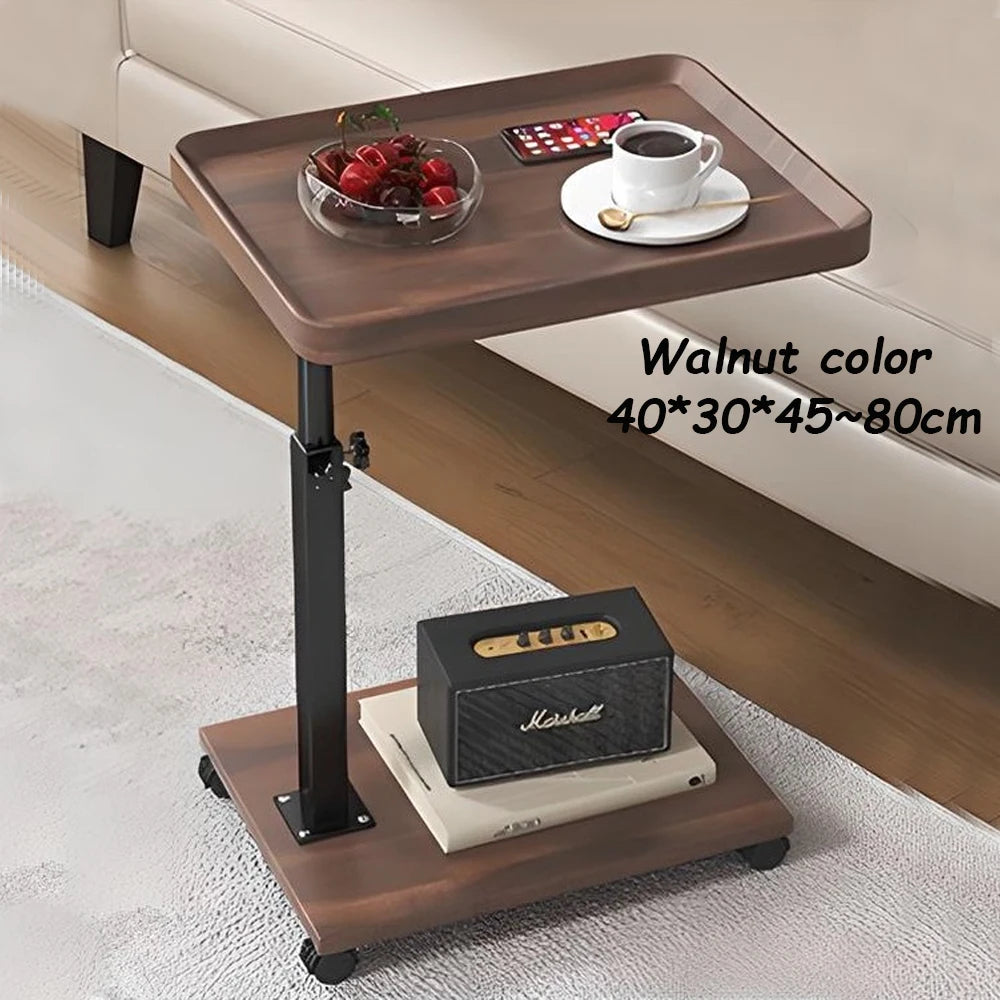 Adjustable Rolling Cart Overbed Bedside Table Laptop Desk Couch Side 360° Rotatable Sofa Tray Table Computer Desk Home Food Tray