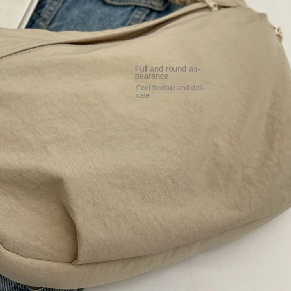 New Canvas Crossbody Bags Large Capacity Korean Simplified Shoulder Bag Lightweight Solid Color Dumpling Bag Travel