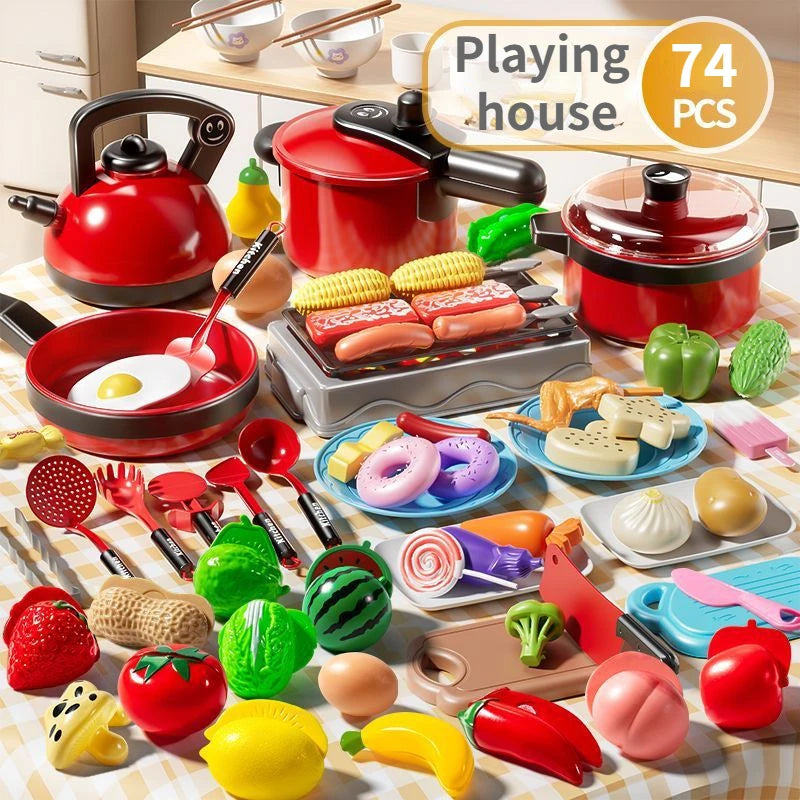 Set For Kids Kitchen Toys Girl Cooking Baby Cutting Fruit Cooking Kitchen Utensils Children's Simulation Education Pretend Play