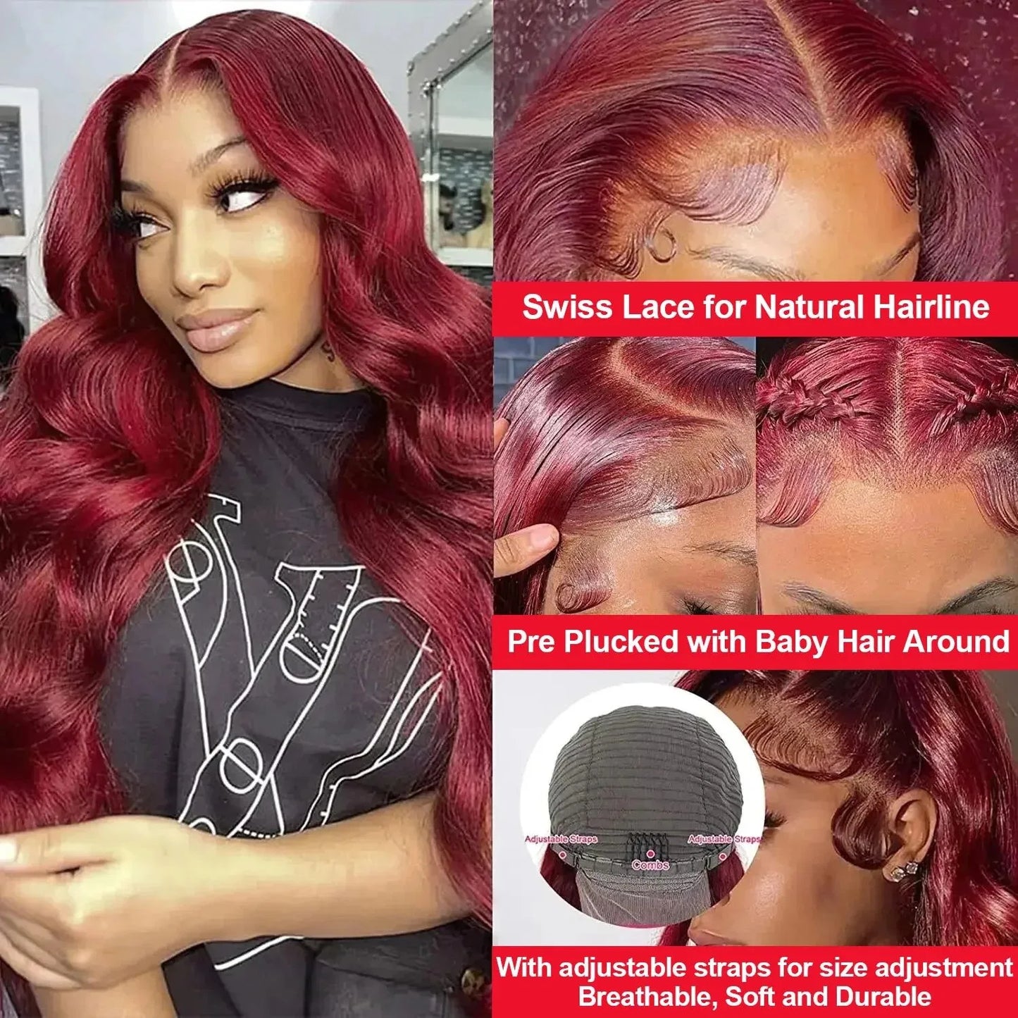 99j Burgundy High Density Body Wave 13x6 Lace Front Wigs Human Hair 30 Inch 13x4 Hd Lace Frontal Wigs For Women Choice Brazilian