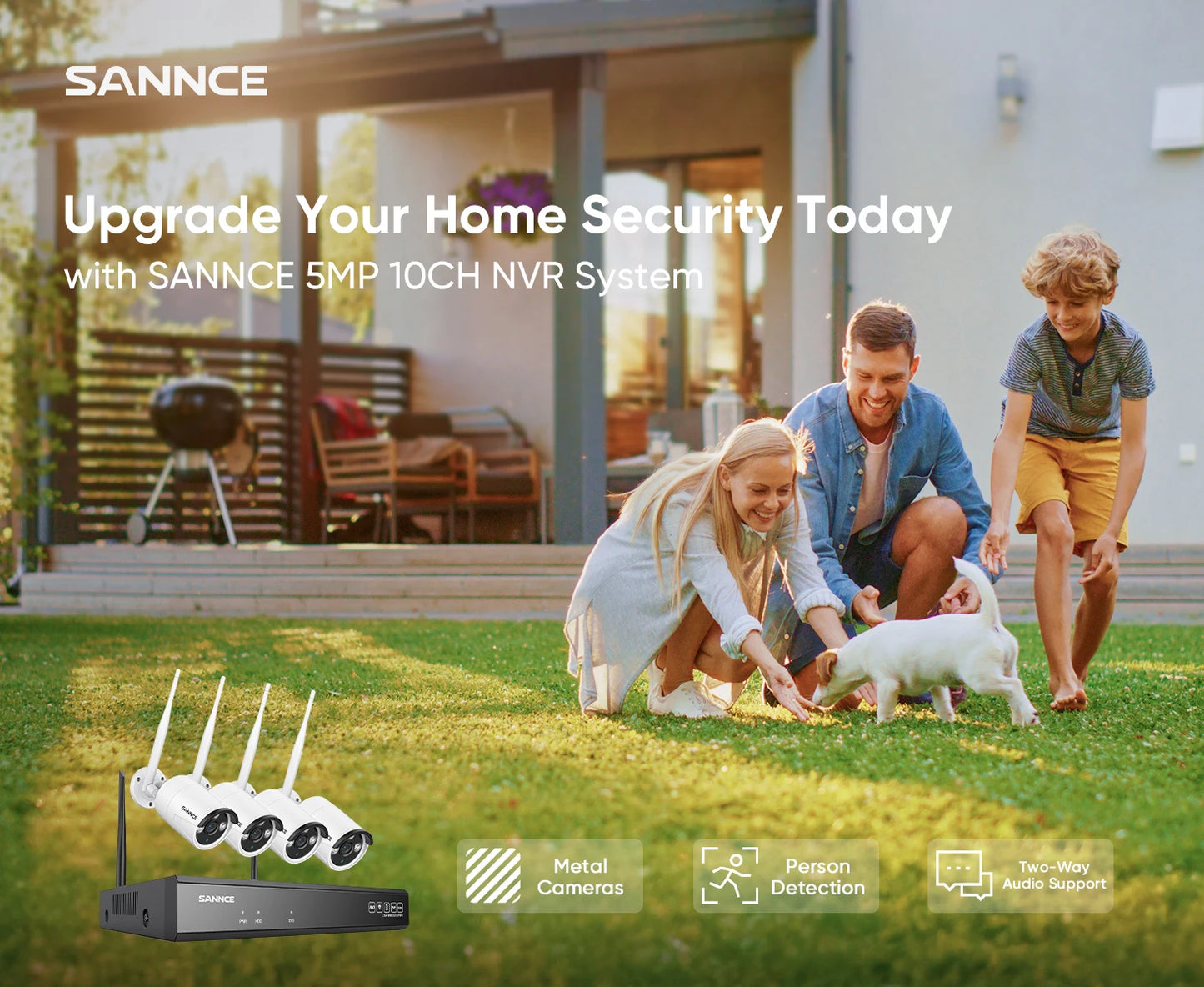 SANNCE 5MP WiFi CCTV Camera System 10CH NVR Two Way Audio Security Camera Video Surveillance Kit Outdoor Wireless IP Cameras