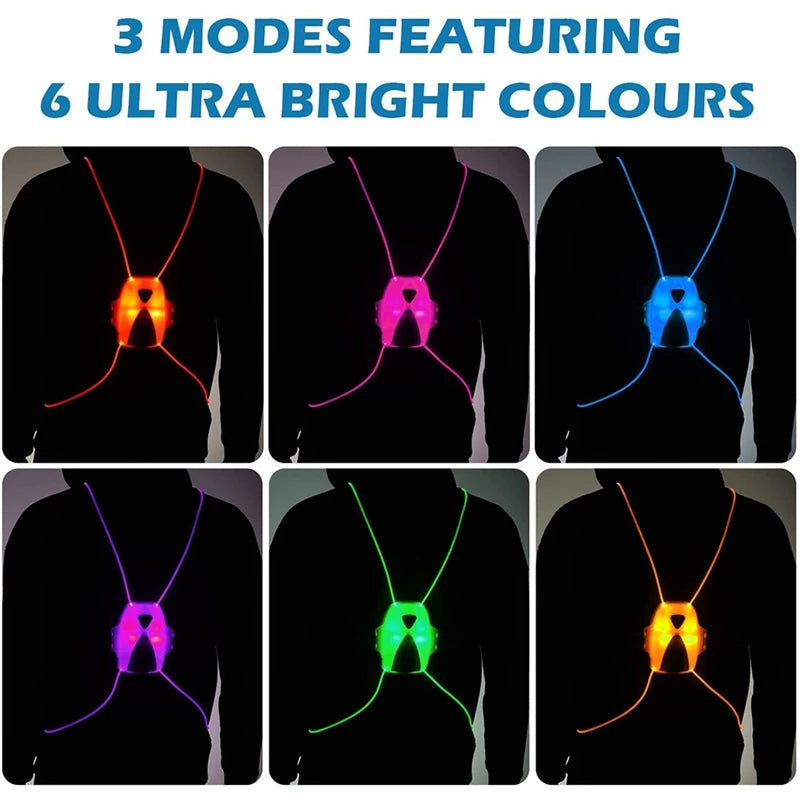 LED Reflective Running Vest,Multicolor Lights USB Rechargeable Reflective Gear For Men/Women Running Walking Cycling