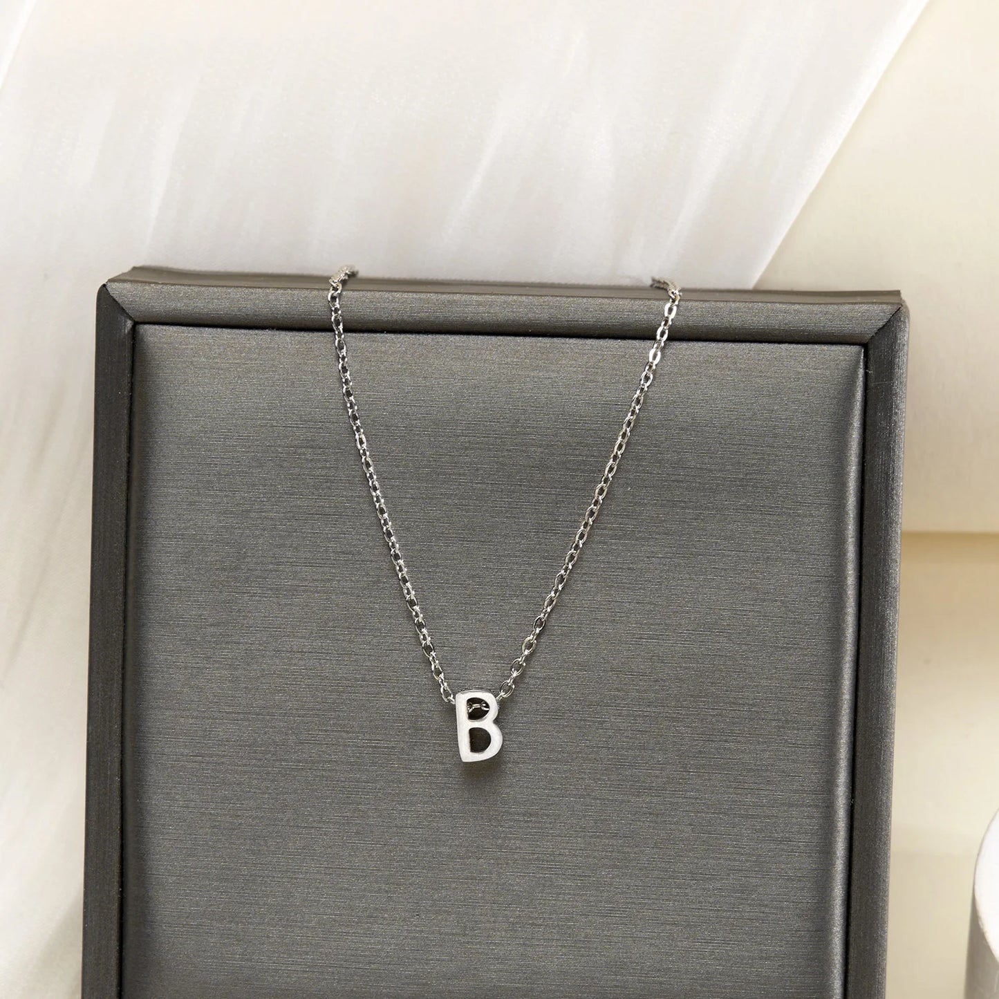 Silver Color Tiny A-Z Initial Letter Necklace for Women Stainless Steel 26 Alphabet Name Pendant Necklaces Jewelry Birthday Gift