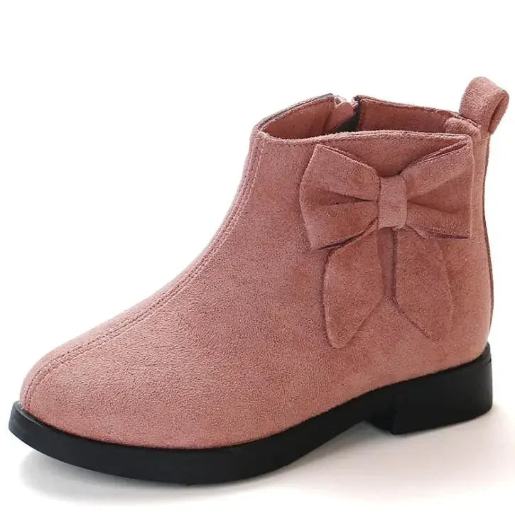 2023 Girls Boots Leather Sport Shoes For Girls Children Warm Boots Fashion Soft Bottom Princess Snow Boots Kids Sneakers
