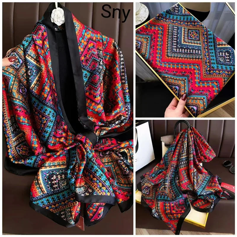 Tensili Brocade Satin Scarf Printed Silk Shawls