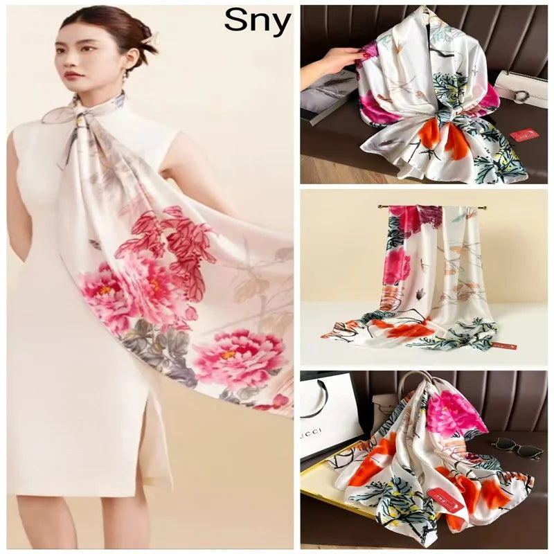 Tensili Brocade Satin Scarf Printed Silk Shawls