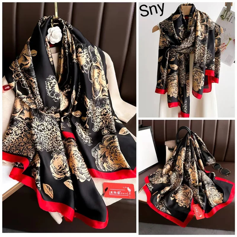 Tensili Brocade Satin Scarf Printed Silk Shawls