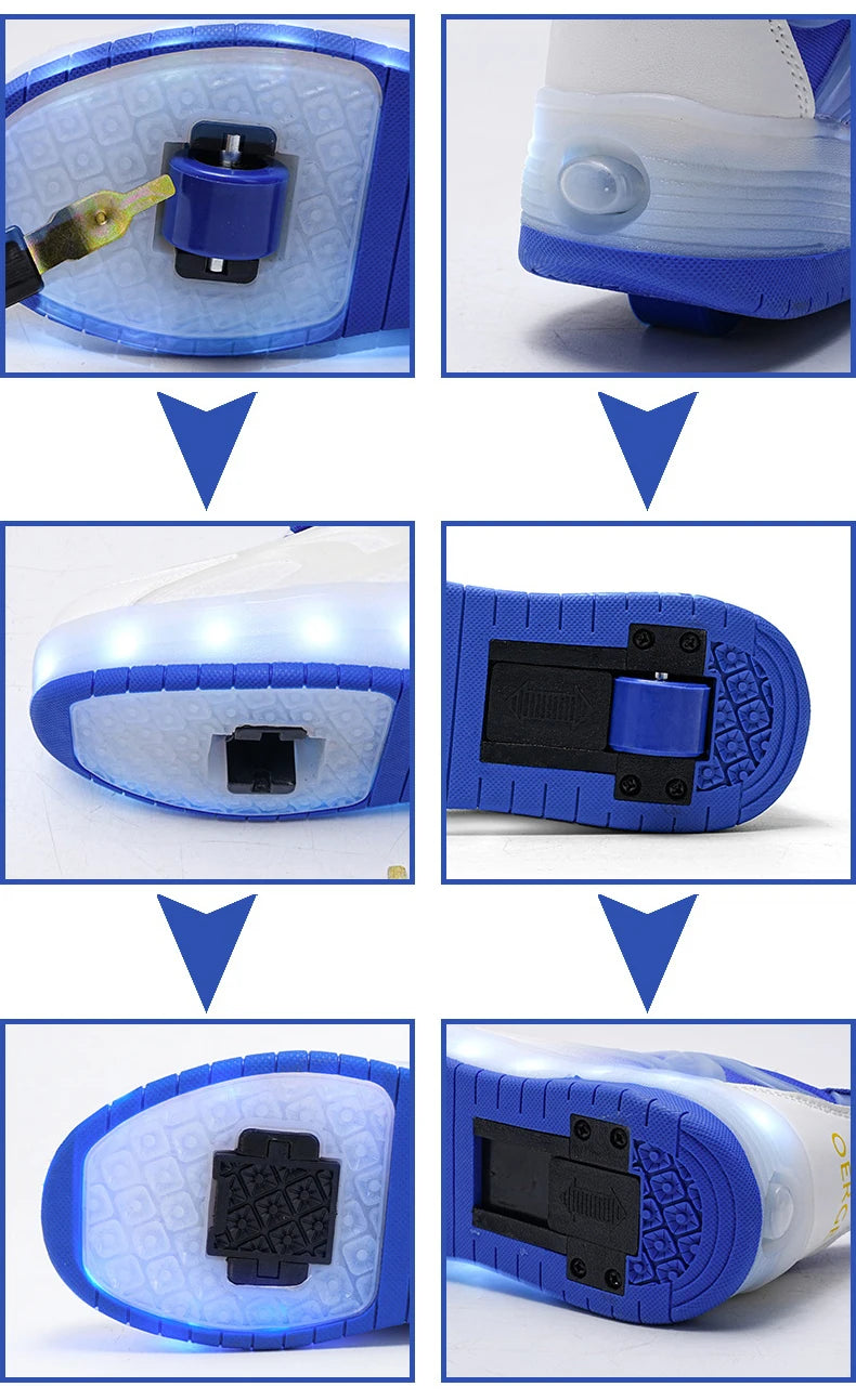 Two Wheels Children's Led Light Roller Skate Shoes