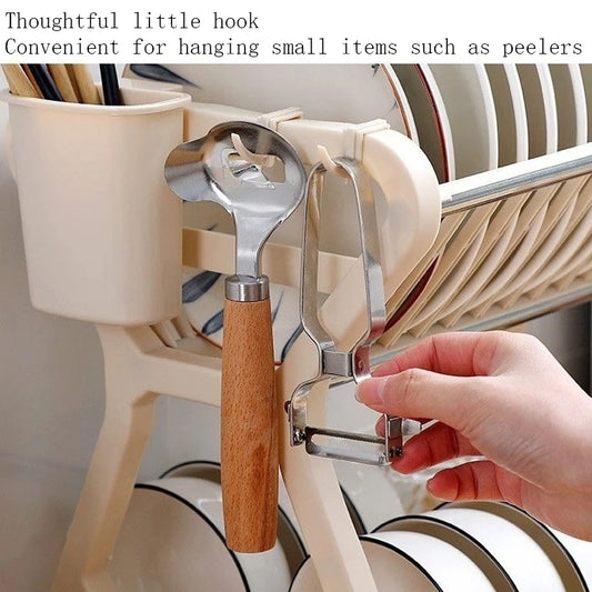 Kitchen Multifunctional Storage Rack, Bowl And Plate Organiser With Drainage Rack, Countertop Cutlery Storage Rack