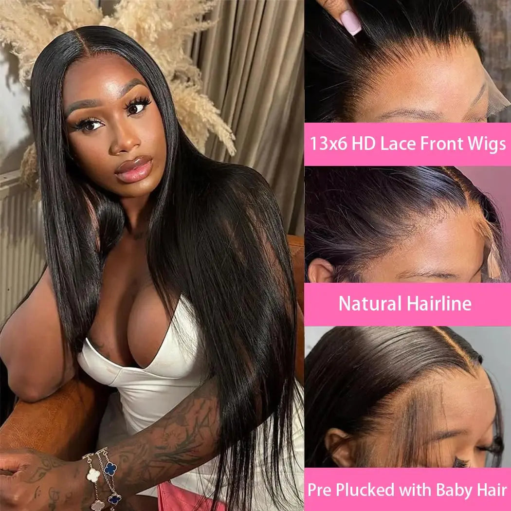 Brazilian Bone Straight 13x4 13x6 Transparent Lace 30 32 Inch Human Hair Wigs 360 Lace Frontal Wig 4X4 Lace Closure Wig