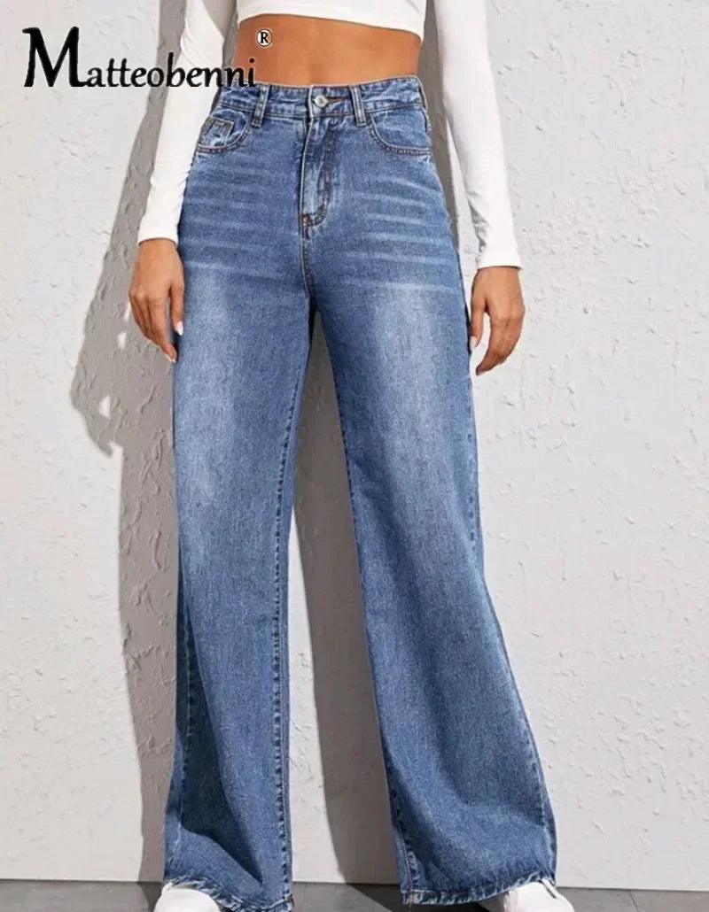 Casual High Waist Straight Jeans