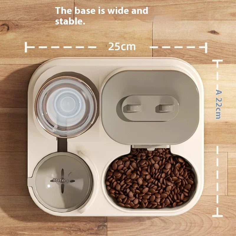 Automatic Dog Cat Feeder and Water Dispenser Gravity Food Feeder and Waterer Set with Pet Food Bowl