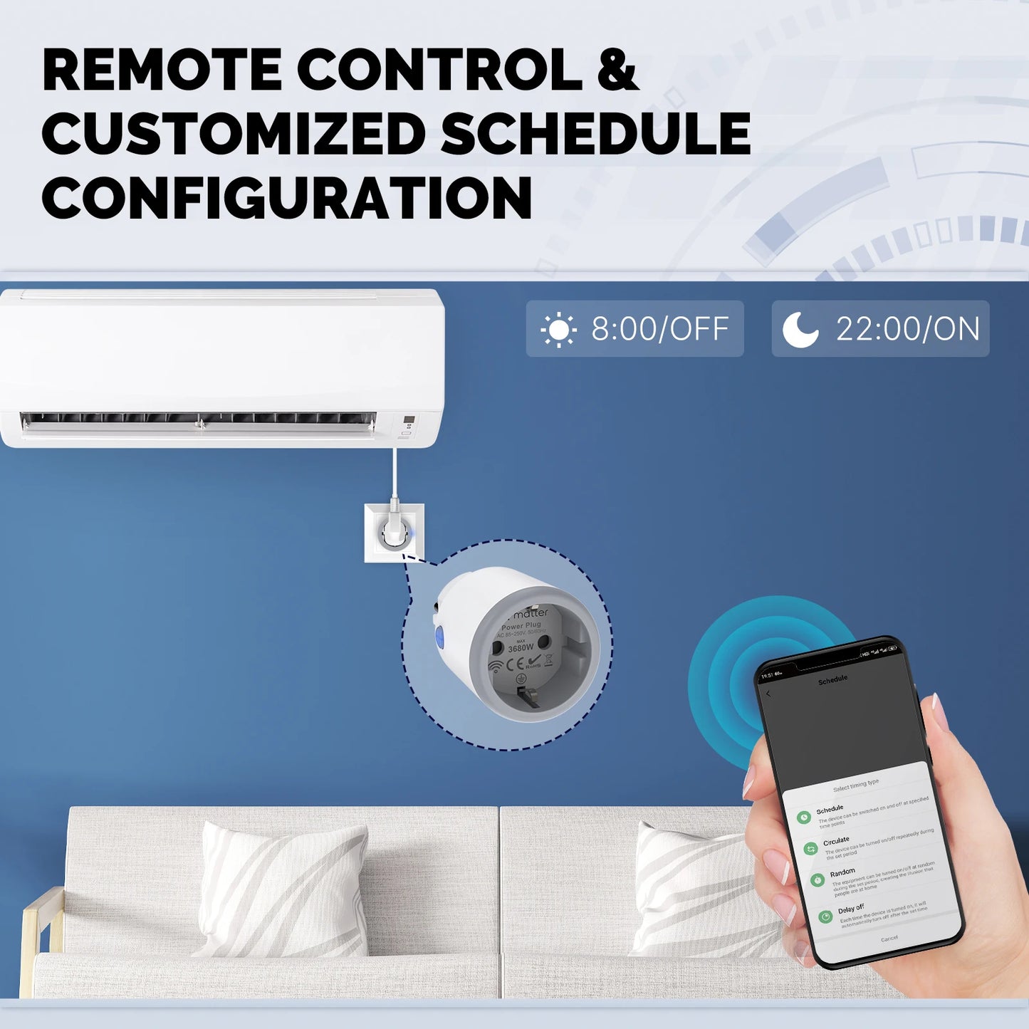 MOES Smart EU/US/UK Plug Matter WiFi Socket 15/16A Timer Outlet Power