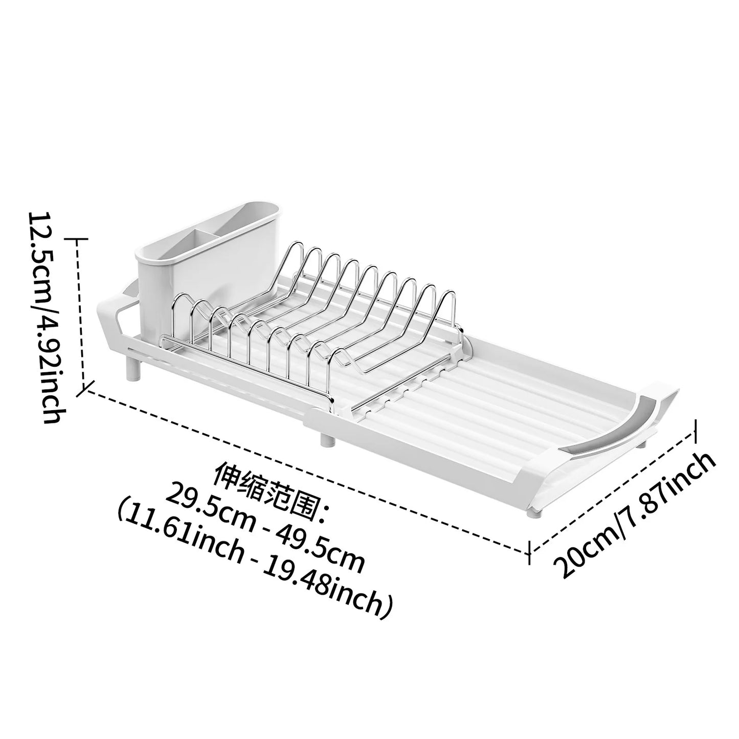 1pcs Expandable Small Dish Drying Rack Dish Racks for Kitchen Counter Dish Drainer with Removable Cutlery Holder