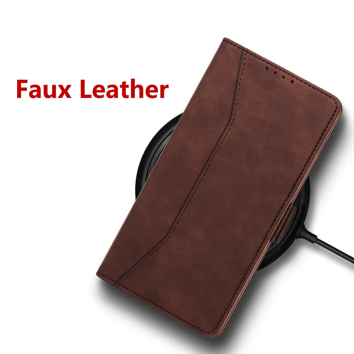 For Samsung Galaxy S22 Ultra 5G Leather Case Rugged Phone Flip Card Slots Magnetic Wallet Phone Cover Dark Brown