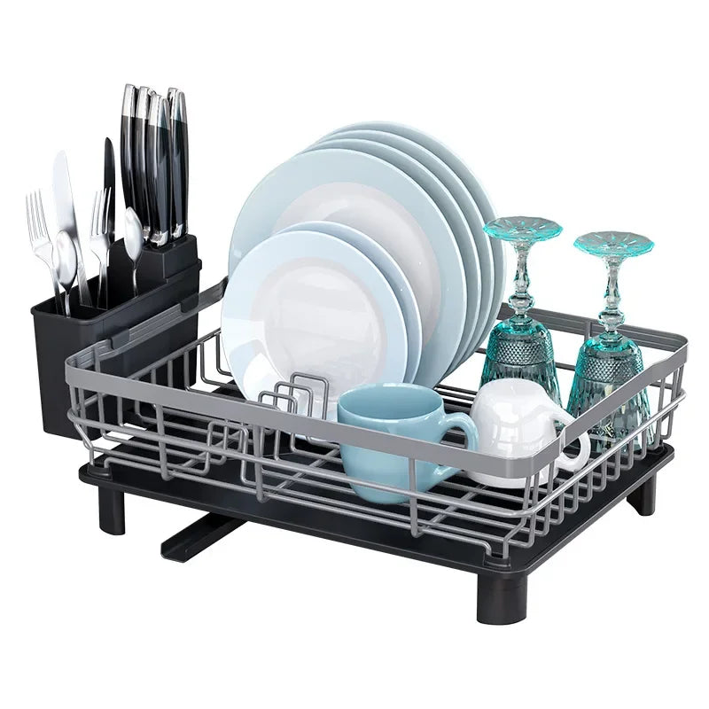 Home Drying Rack Dish Drainer Whth Drainboard Light Duty Blak Countertop Utensil Organiser Kitchen Accessorier Dish Storagerack