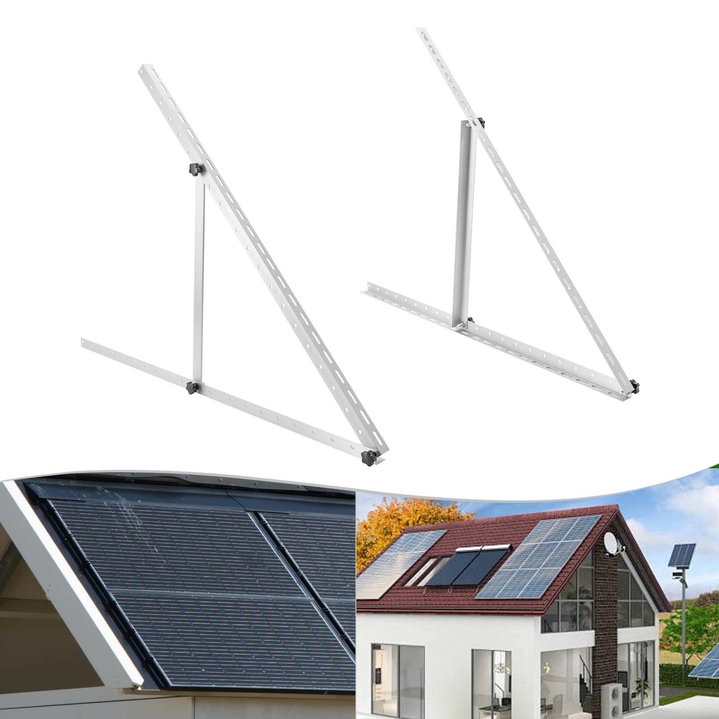 2 Pack 41" Adjustable Solar Panel Racks, Aluminum Alloy Frame, 0-90° Tilt, RV Tilt Mount Brackets for Boat / Roof