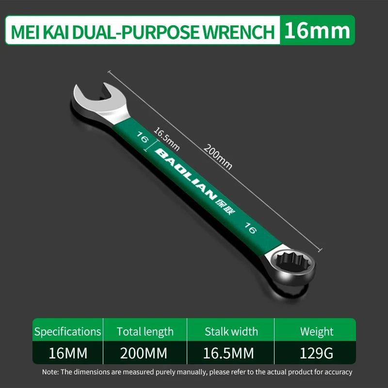 BaoLian Durable Wrench 8-30mm Plum Blossoms Open Combination Wrench Two-Way Double Fast Wrench Auto Repair Tools