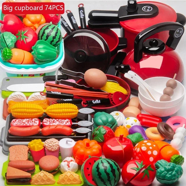 Set For Kids Kitchen Toys Girl Cooking Baby Cutting Fruit Cooking Kitchen Utensils Children's Simulation Education Pretend Play