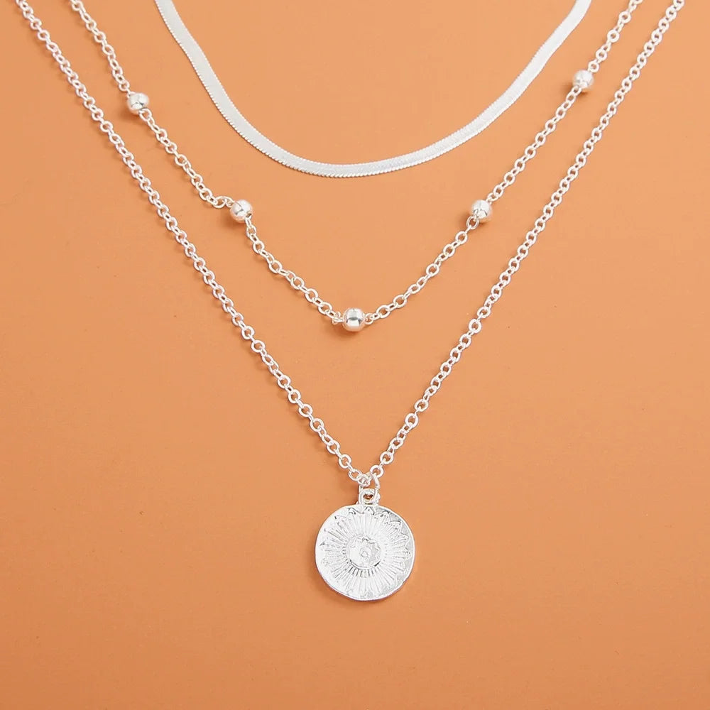 3 Layer Round Pendant Necklaces