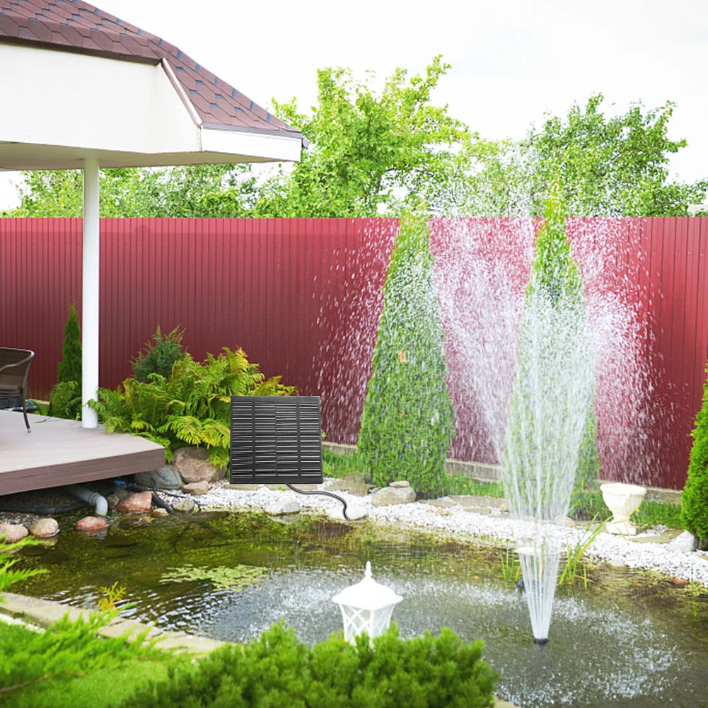 Solar Water Pond Pump Multifunctional with 6 Nozzles Aquarium Wave Maker Decorative Props Portable for Pool Fountain Submersible