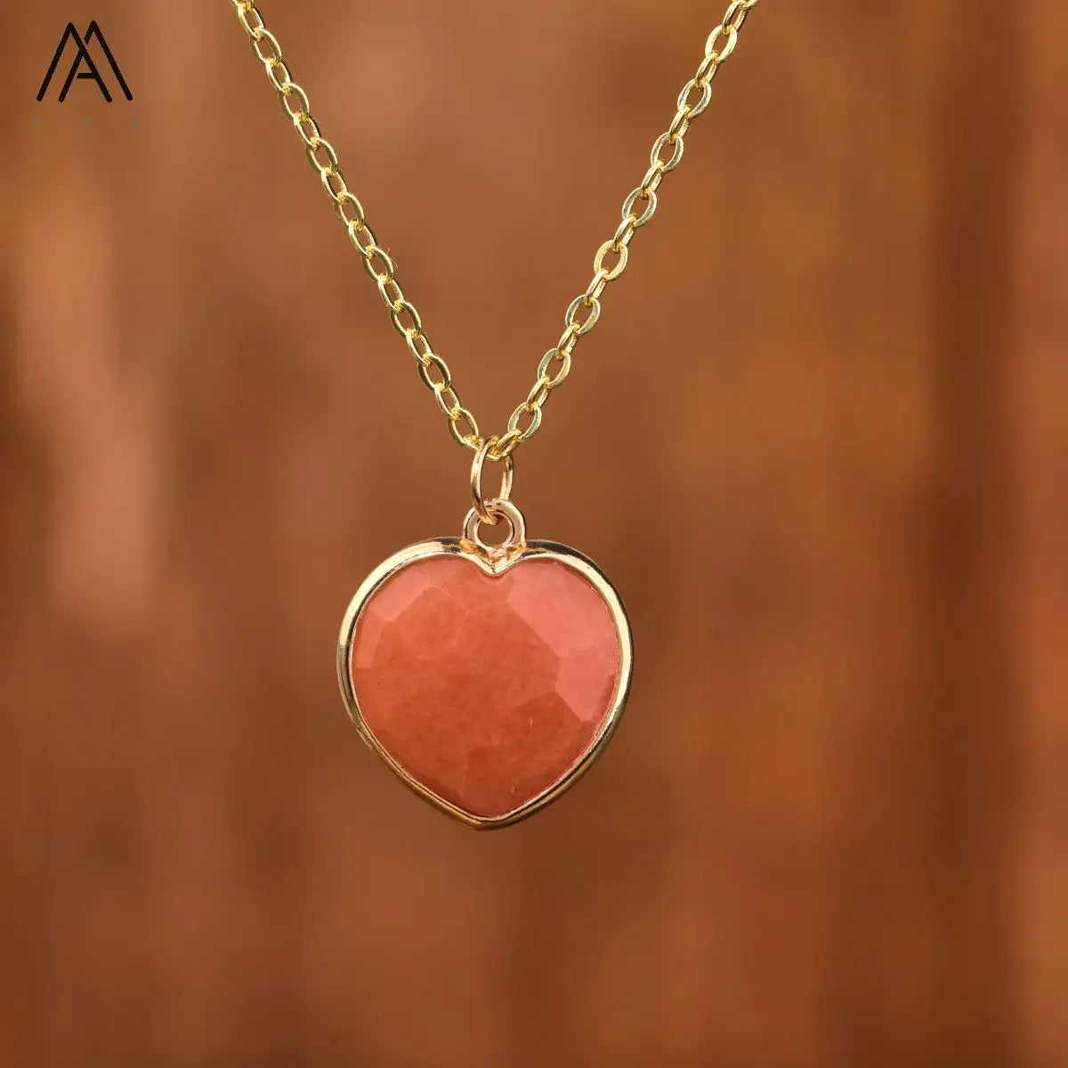 Natural Roses Quartz Heart Pendant Necklace For Women Elegant Romatic Gems Stone Necklace Jewelry Gifts Dropship