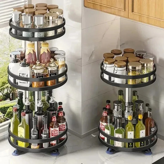 Rotatable Kitchen Storage Rack kitchen Accessories Spice Storage Rack Clean Storage 360 Degrees Rotatable Organiser Turntable