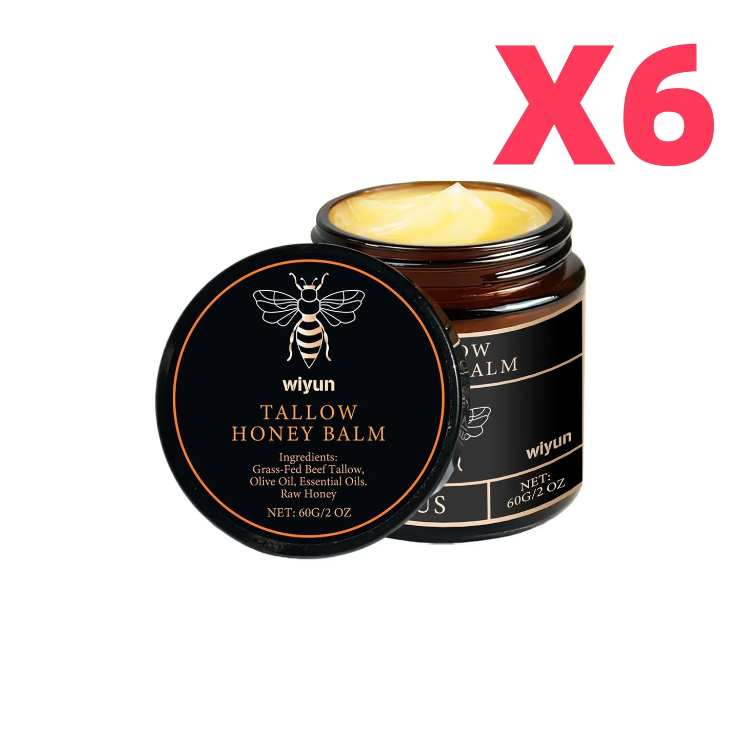 Grass-Fed Beef Tallow Balm with Raw Honey, Moisturising Cream for Soft, Smooth Skin, Beef Tallow for Skin Care, Handmade, Natural Moisturising Cream