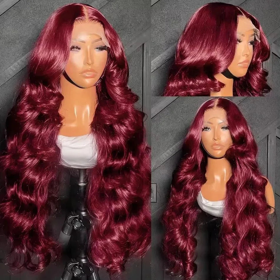 99j Burgundy High Density Body Wave 13x6 Lace Front Wigs Human Hair 30 Inch 13x4 Hd Lace Frontal Wigs For Women Choice Brazilian