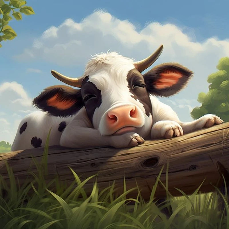 Cute Cow DIY Diamond Painting Kit Funny Ox Animals Pictures Diamond Embroidery Mosaic Oil Painting Handicraft Home Decor